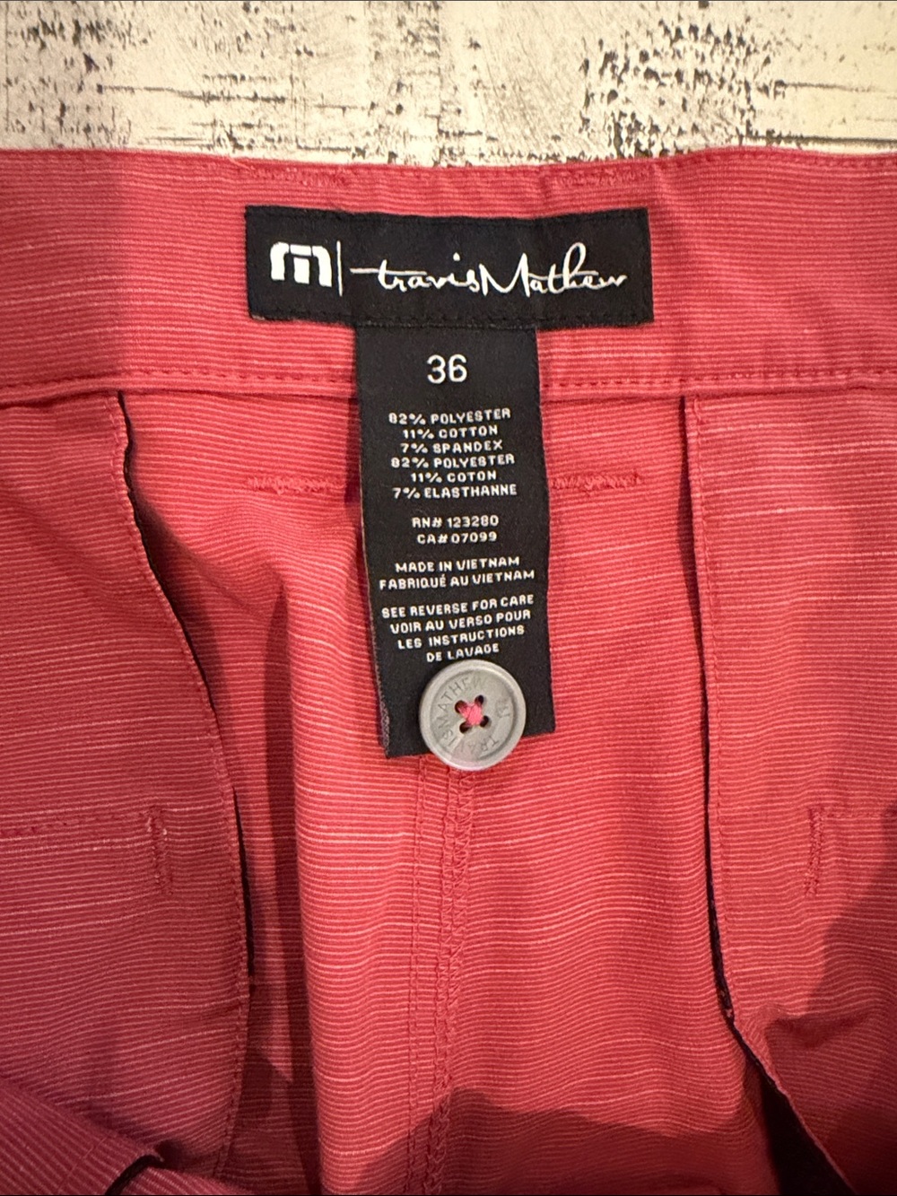 Travis Mathew Coral-Red Flat Front Performance Shorts - Picture 3 of 3